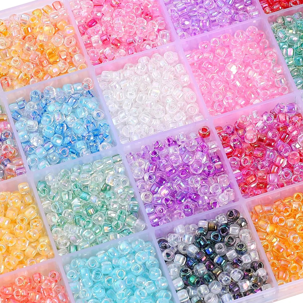 About 840pcs Premium 4mm Fantasy Dyed Core Triangle Beads Glass Seed Beads Loose Beads For DIY Handmade Beaded Jewelry Material