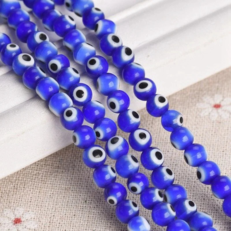 50pcs Round 6mm Evil Eye Patterns Millefiori Glass Loose Crafts Beads Lot For DIY Jewelry Making Findings