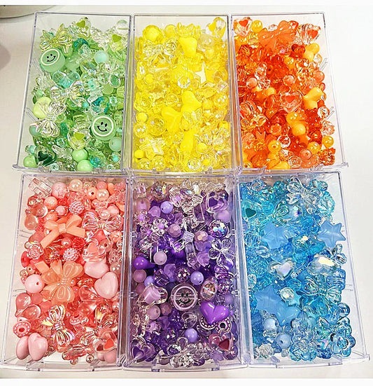 10/30g 8 Style Acrylic Beads Heart Bow Flower Loose Beads For DIY Handmade Phone Chain Bracelet Jewelry Making Accessories